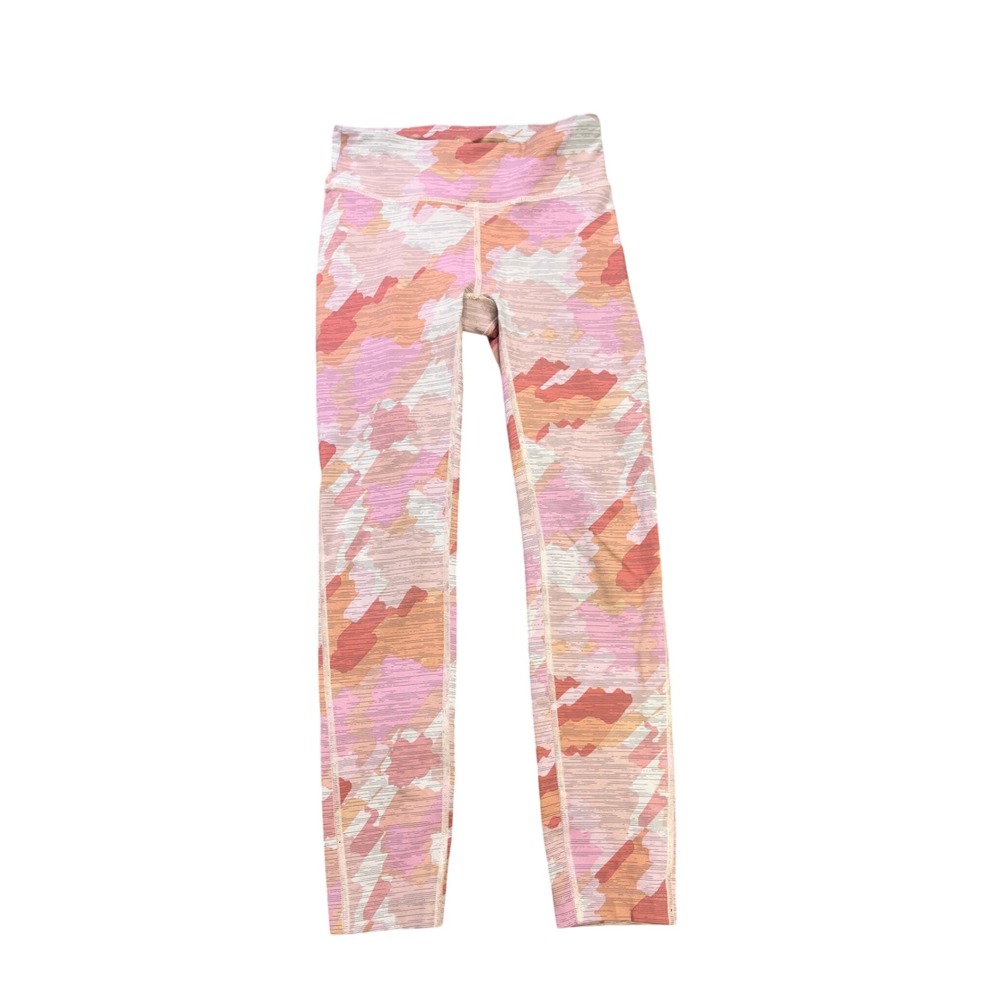 Outdoor Voices TechSweat Leggings Pink Orange Abstract Camo High Rise XS Hiking